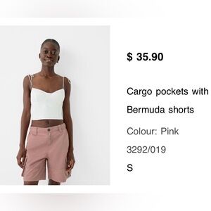 Bershka Pink Cargo Bermuda Shorts
